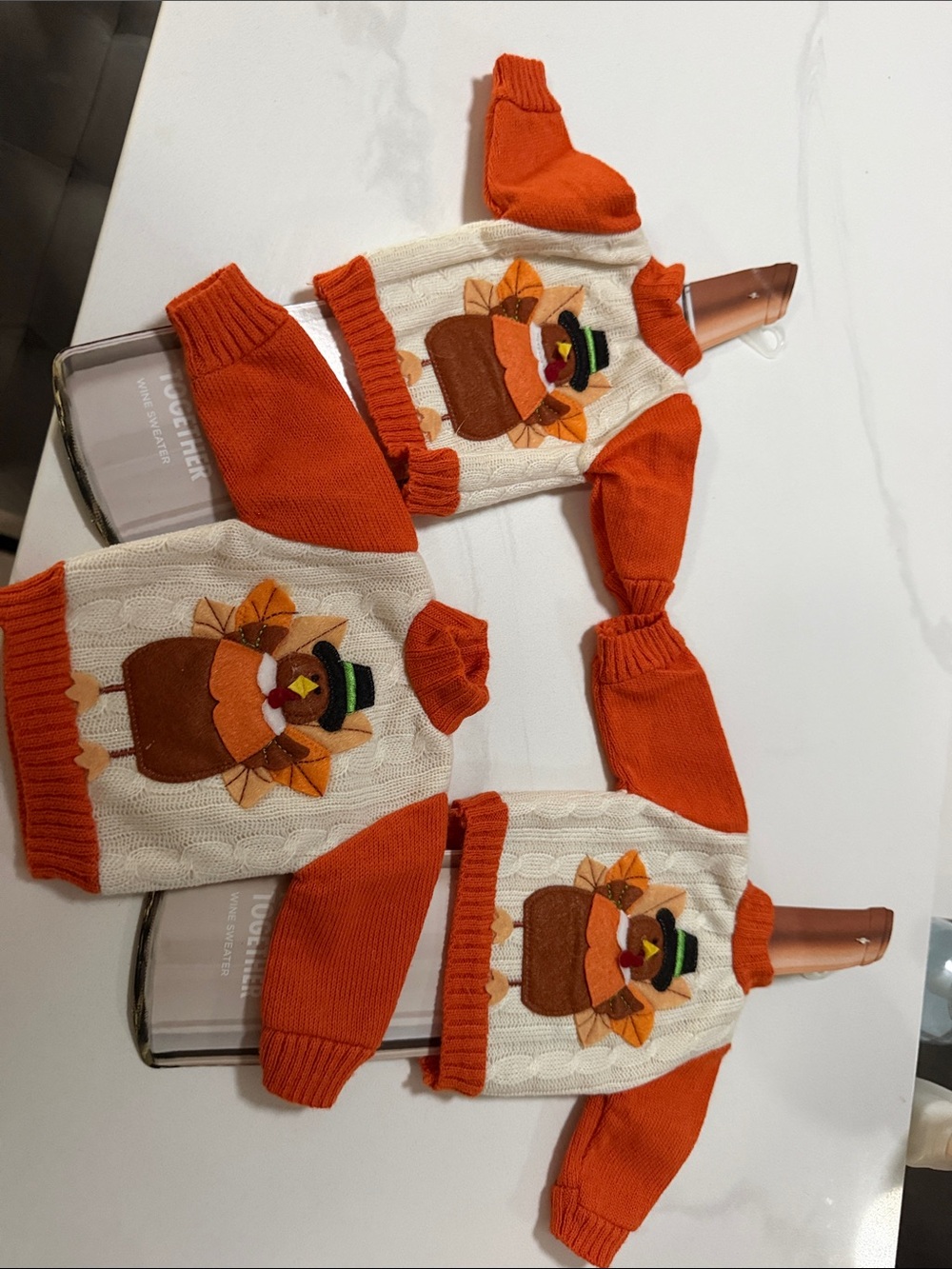 Thanksgiving Turkey wine bottle sweaters